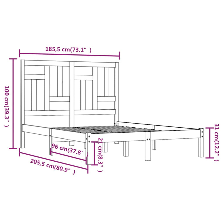 Bedframe massief grenenhout 180x200 cm Super King Size