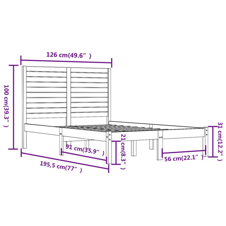 Bedframe massief hout 120x190 cm Small Double