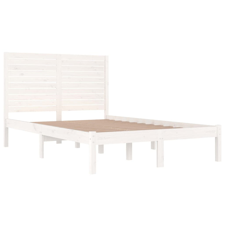 Bedframe massief hout wit 135x190 cm 4FT6 Double