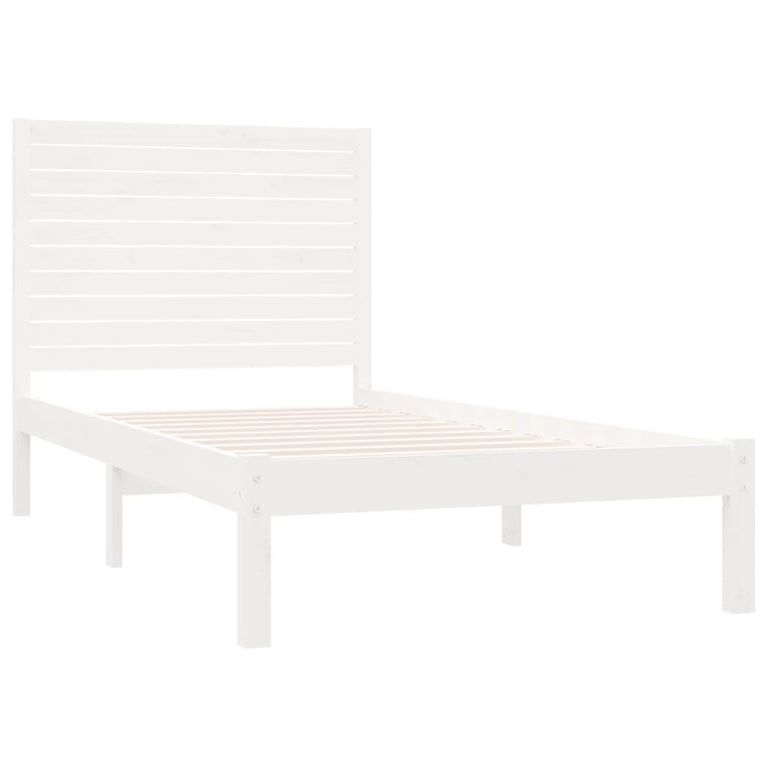 Bedframe massief hout wit 90x200 cm