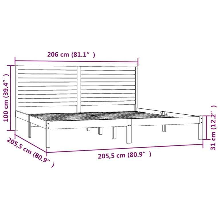 Bedframe massief hout 200x200 cm