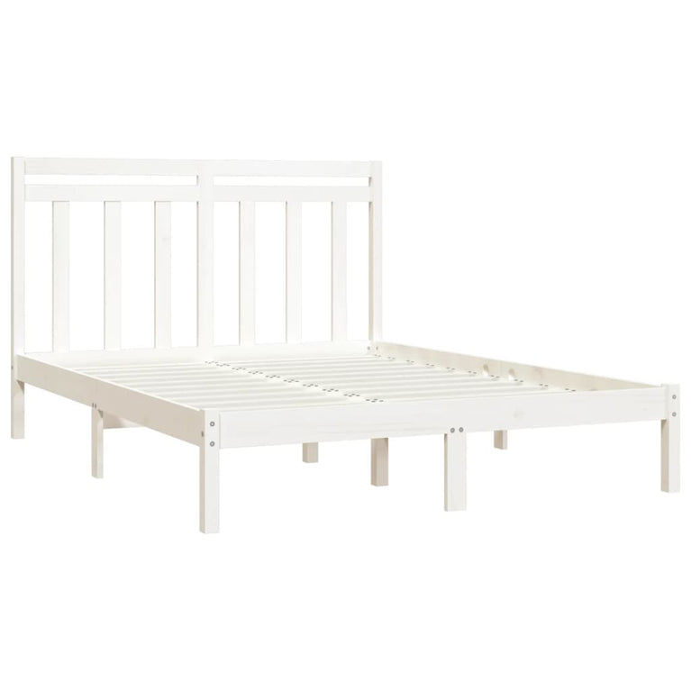 Bedframe massief hout wit 135x190 cm 4FT6 Double