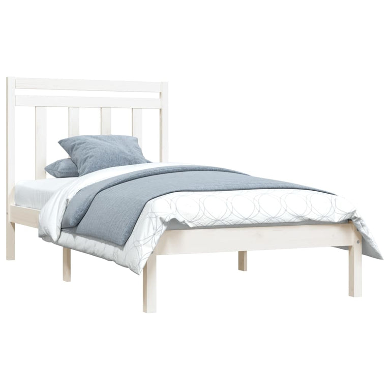 Bedframe massief hout wit 100x200 cm