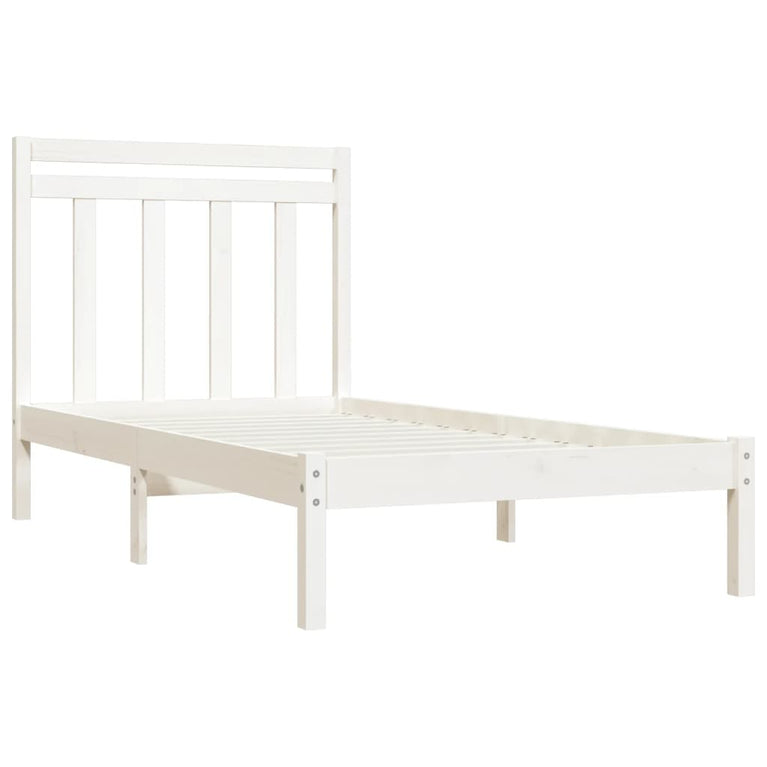 Bedframe massief hout wit 100x200 cm