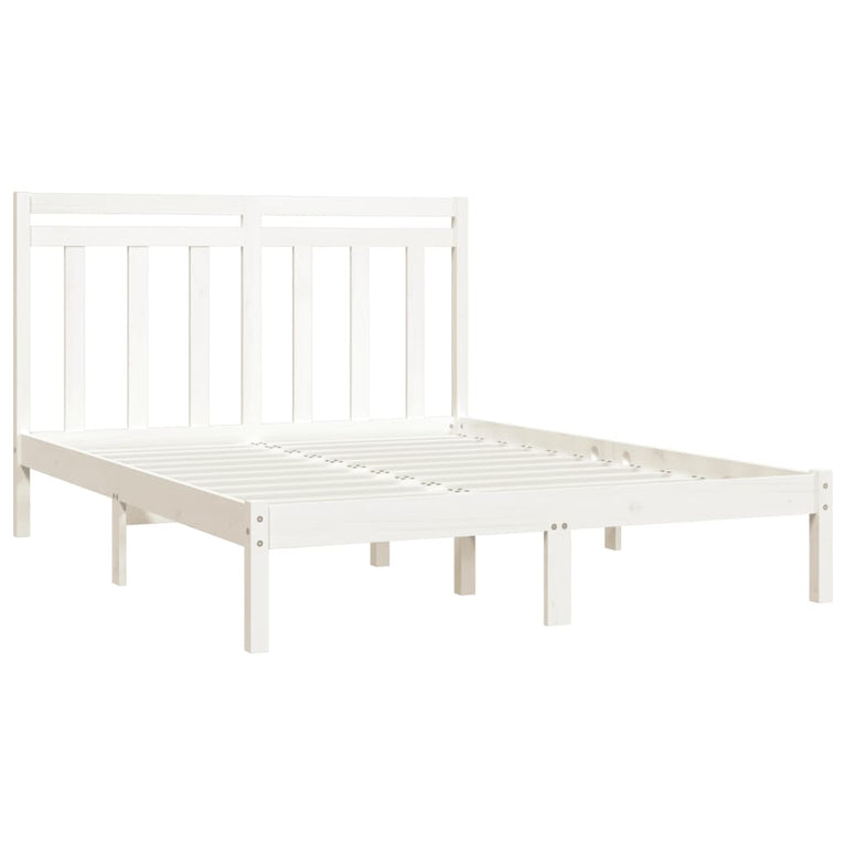 Bedframe massief hout wit 150x200 cm 5FT King Size