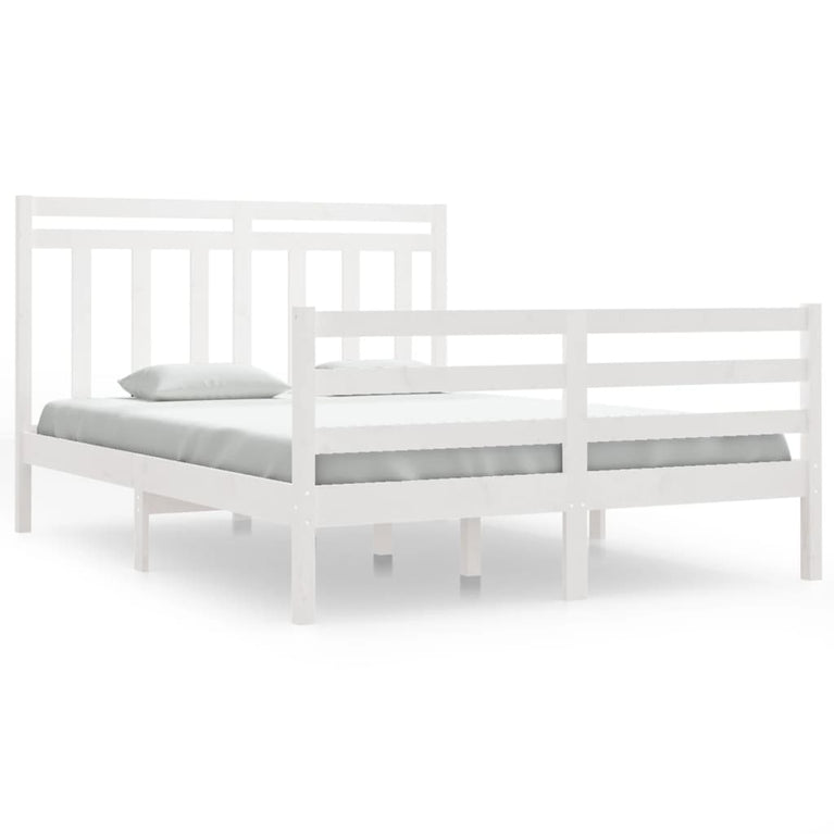 Bedframe massief hout wit 135x190 cm 4FT6 Double