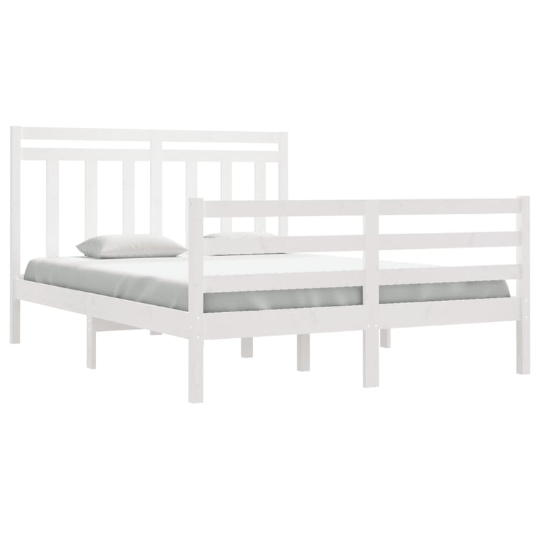 Bedframe massief hout wit 135x190 cm 4FT6 Double