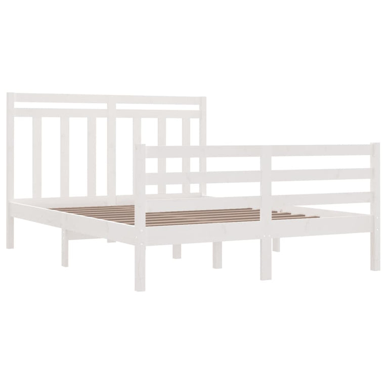 Bedframe massief hout wit 135x190 cm 4FT6 Double
