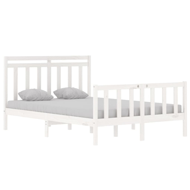 Bedframe massief hout wit 135x190 cm 4FT6 Double
