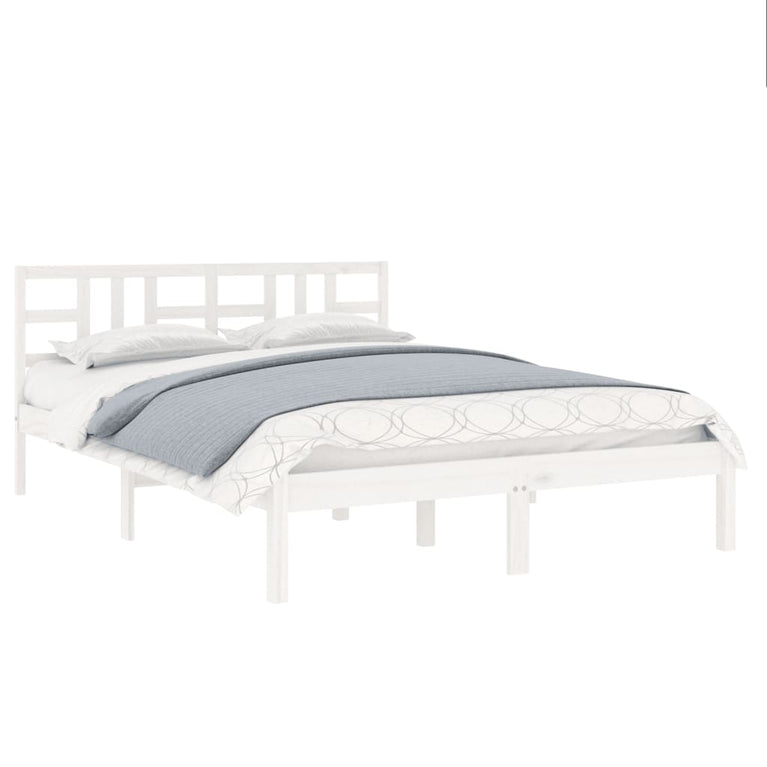 Bedframe massief hout wit 150x200 cm 5FT King Size