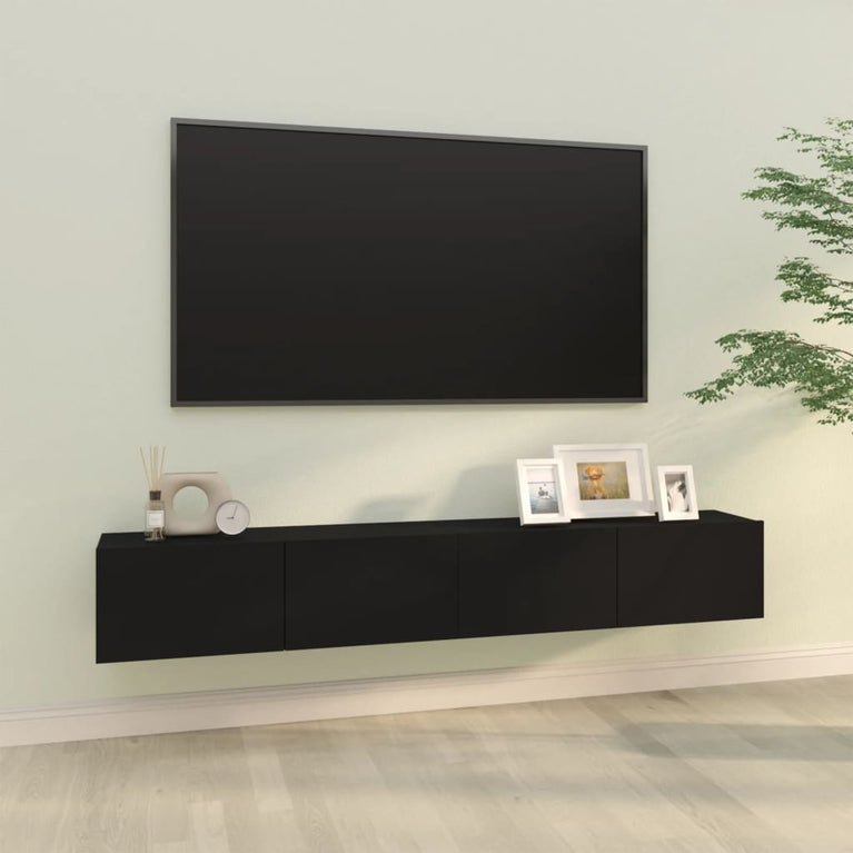 Tv-wandmeubels 2 st 100x30x30 cm bewerkt hout zwart MeubelReus