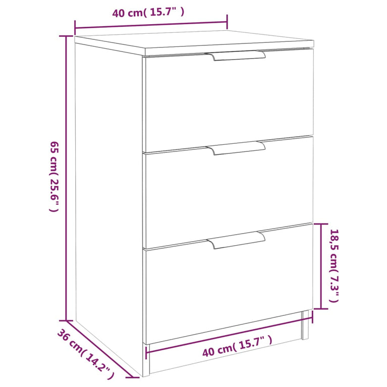 Nachtkastjes 2 st 40x36x65 cm zwart MeubelReus