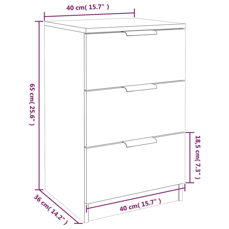 Nachtkastjes 2 st 40x36x65 cm hoogglans wit MeubelReus