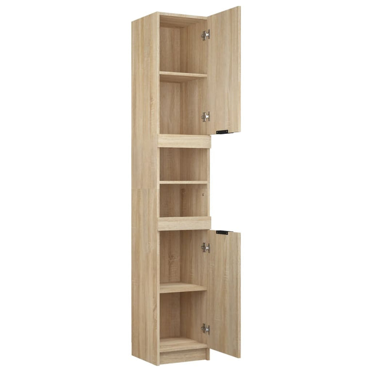 Badkamerkast 32x34x188,5 cm bewerkt hout sonoma eikenkleurig MeubelReus