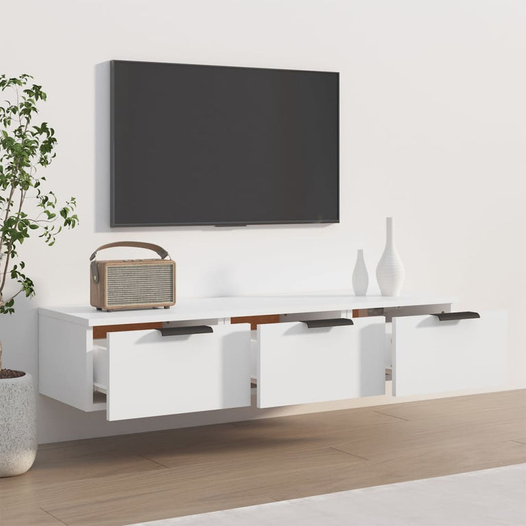 Wandkast 102x30x20 cm bewerkt hout wit MeubelReus