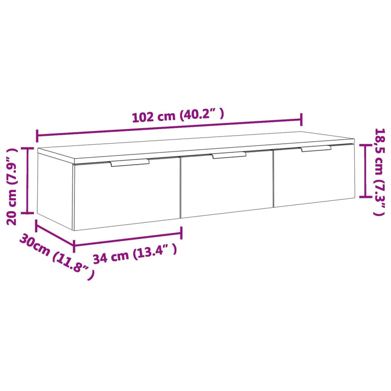 Wandkast 102x30x20 cm bewerkt hout sonoma eikenkleurig MeubelReus