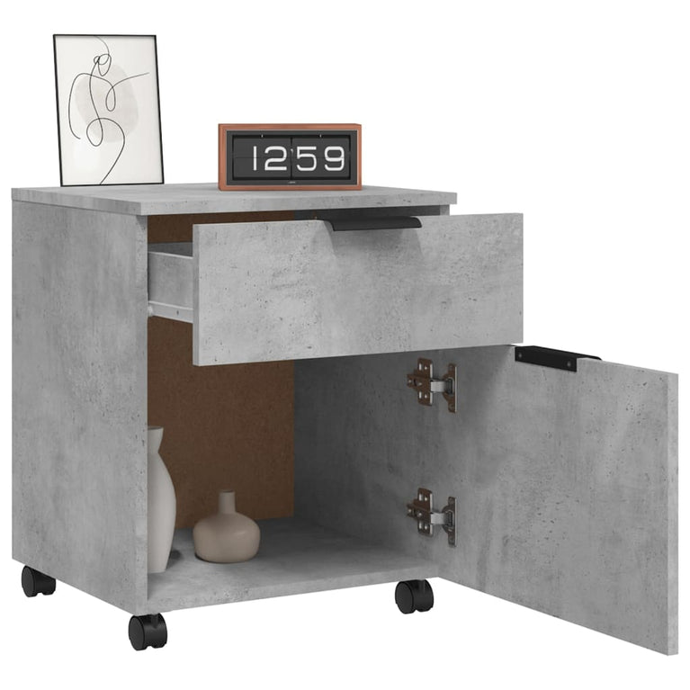 Dossierkast verrijdbaar 45x38x54 cm bewerkt hout betongrijs MeubelReus