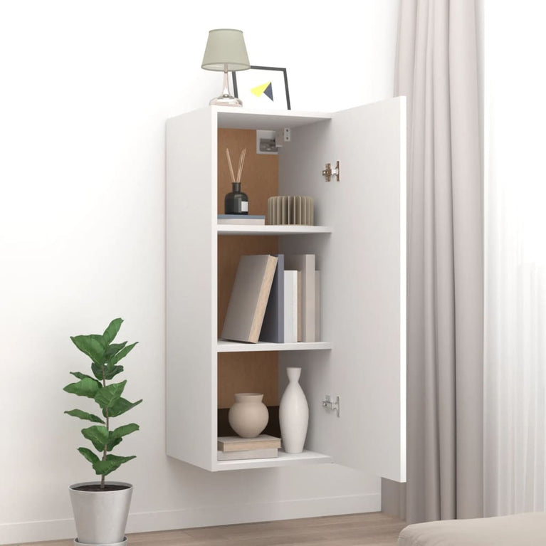 Wandkast 34,5x34x90 cm bewerkt hout wit MeubelReus