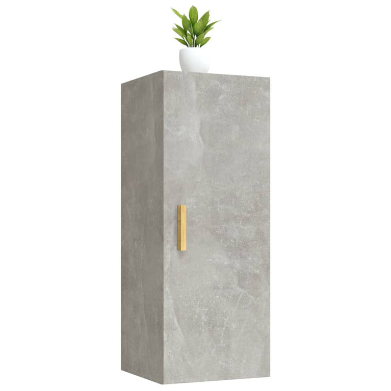 Wandkast 34,5x34x90 cm bewerkt hout betongrijs MeubelReus