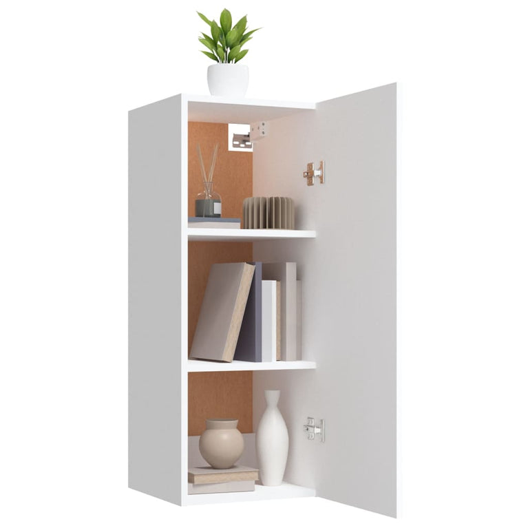 Wandkast 34,5x34x90 cm bewerkt hout wit MeubelReus