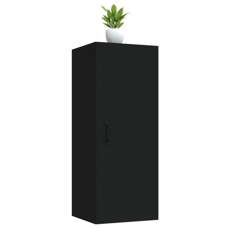 Wandkast 34,5x34x90 cm bewerkt hout zwart MeubelReus