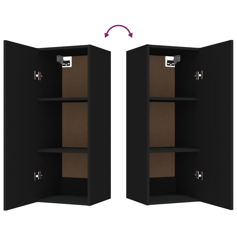 Wandkast 34,5x34x90 cm bewerkt hout zwart MeubelReus