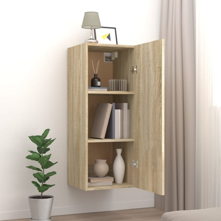 Wandkast 34,5x34x90 cm bewerkt hout sonoma eikenkleurig MeubelReus