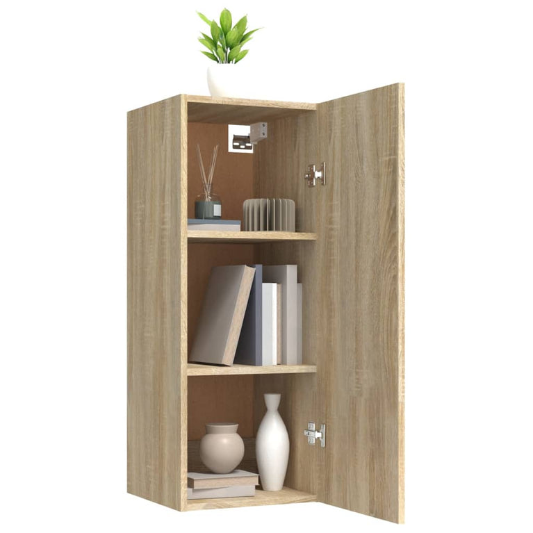 Wandkast 34,5x34x90 cm bewerkt hout sonoma eikenkleurig MeubelReus