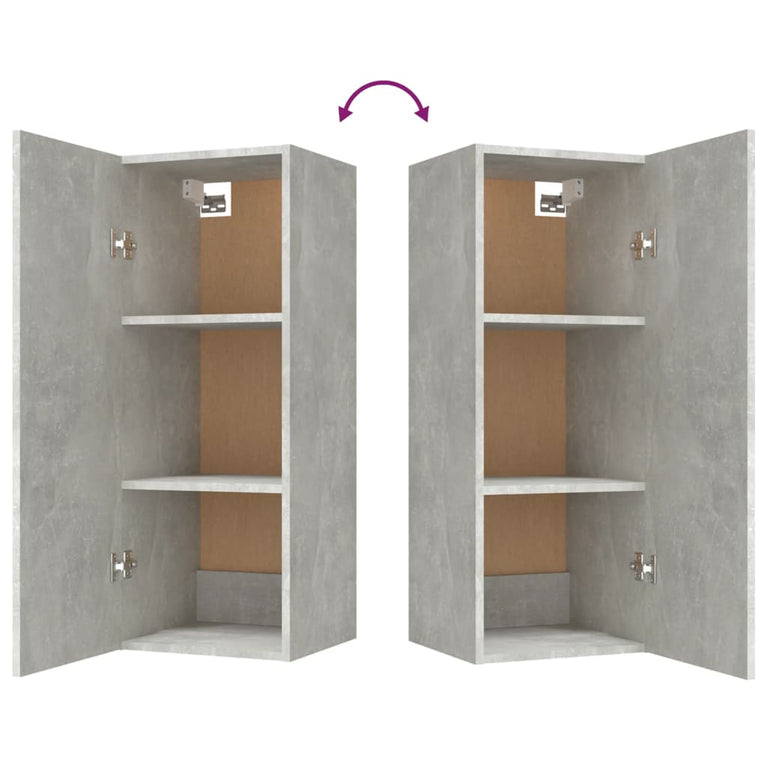Wandkast 34,5x34x90 cm bewerkt hout betongrijs MeubelReus