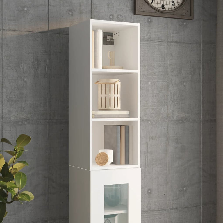 Wandkast 34,5x32,5x90 cm bewerkt hout hoogglans wit MeubelReus