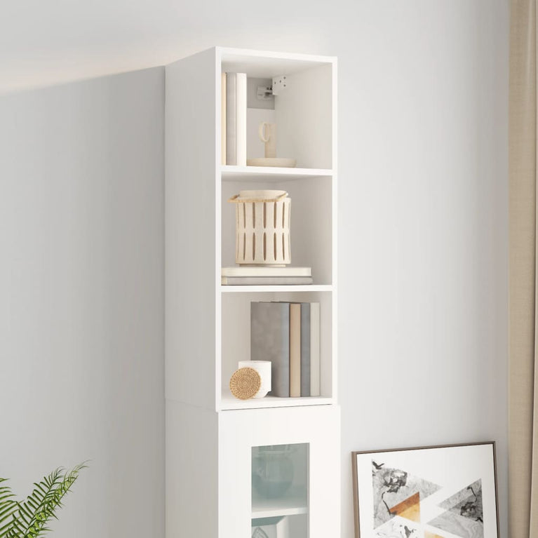 Wandkast 34,5x32,5x90 cm bewerkt hout hoogglans wit MeubelReus