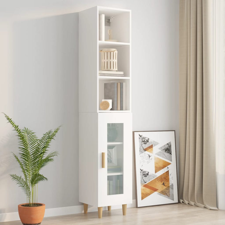 Wandkast 34,5x32,5x90 cm bewerkt hout hoogglans wit MeubelReus