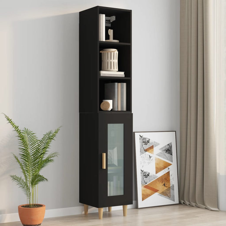 Wandkast 34,5x32,5x90 cm bewerkt hout zwart MeubelReus