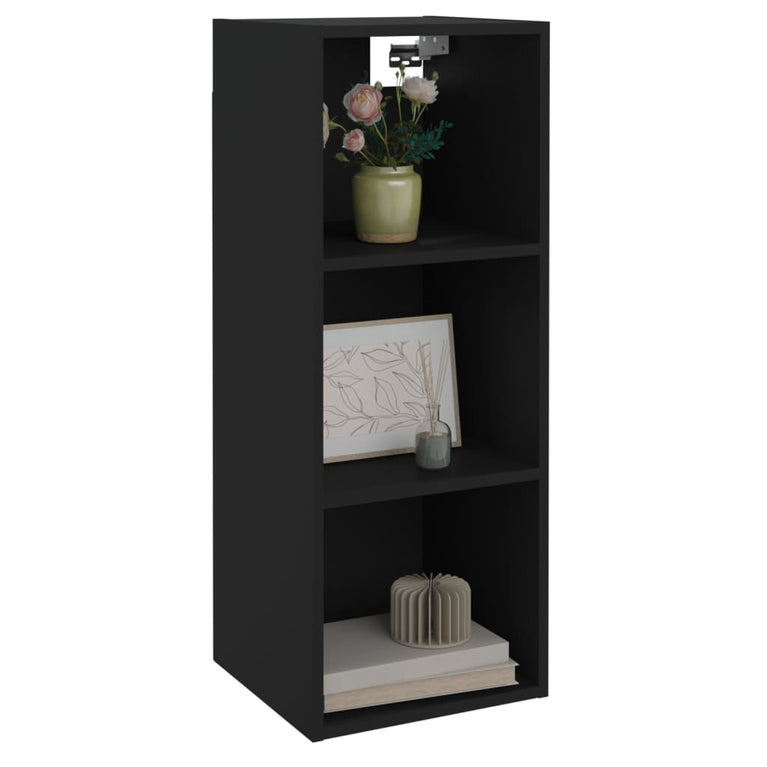 Wandkast 34,5x32,5x90 cm bewerkt hout zwart MeubelReus