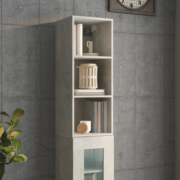 Wandkast 34,5x32,5x90 cm bewerkt hout betongrijs MeubelReus