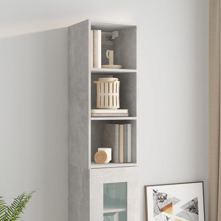 Wandkast 34,5x32,5x90 cm bewerkt hout betongrijs MeubelReus