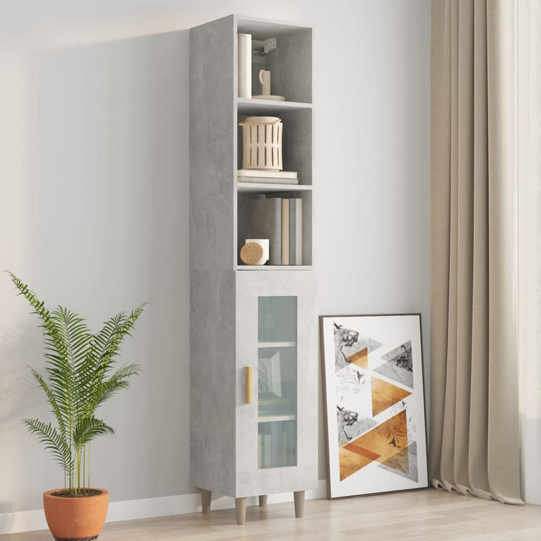 Wandkast 34,5x32,5x90 cm bewerkt hout betongrijs MeubelReus