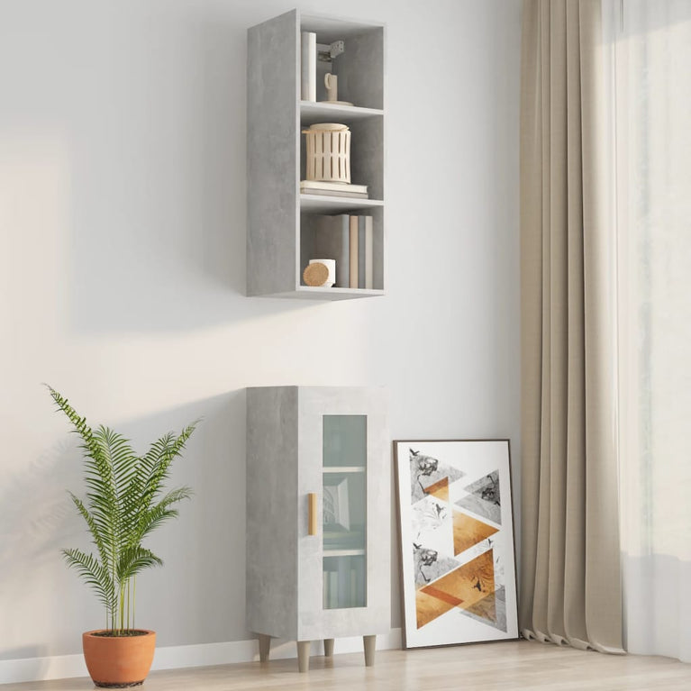 Wandkast 34,5x32,5x90 cm bewerkt hout betongrijs MeubelReus
