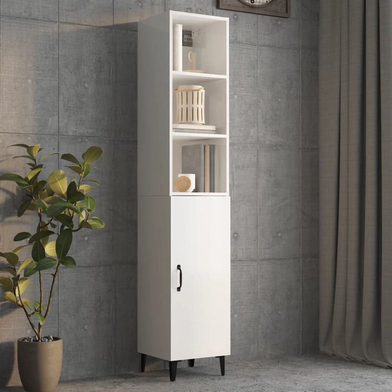 Wandkast 34,5x32,5x90 cm bewerkt hout hoogglans wit MeubelReus