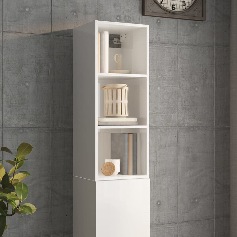 Wandkast 34,5x32,5x90 cm bewerkt hout hoogglans wit MeubelReus
