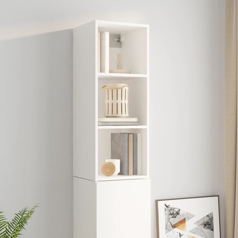 Wandkast 34,5x32,5x90 cm bewerkt hout hoogglans wit MeubelReus