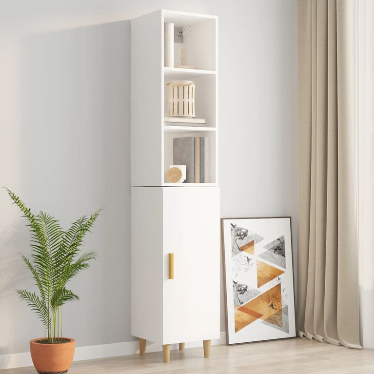 Wandkast 34,5x32,5x90 cm bewerkt hout hoogglans wit MeubelReus