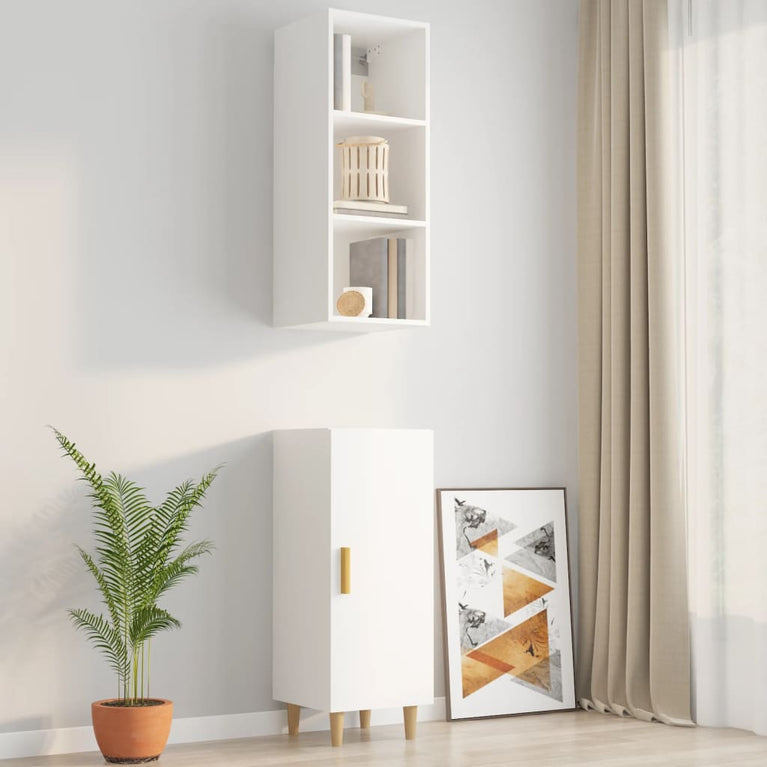 Wandkast 34,5x32,5x90 cm bewerkt hout hoogglans wit MeubelReus