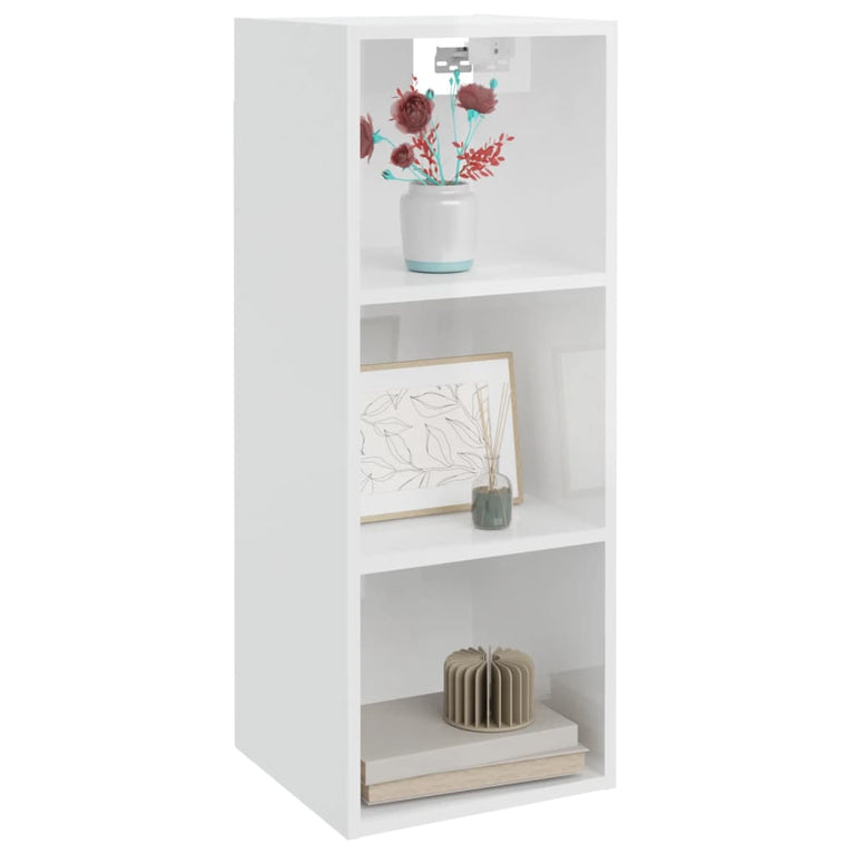 Wandkast 34,5x32,5x90 cm bewerkt hout hoogglans wit MeubelReus