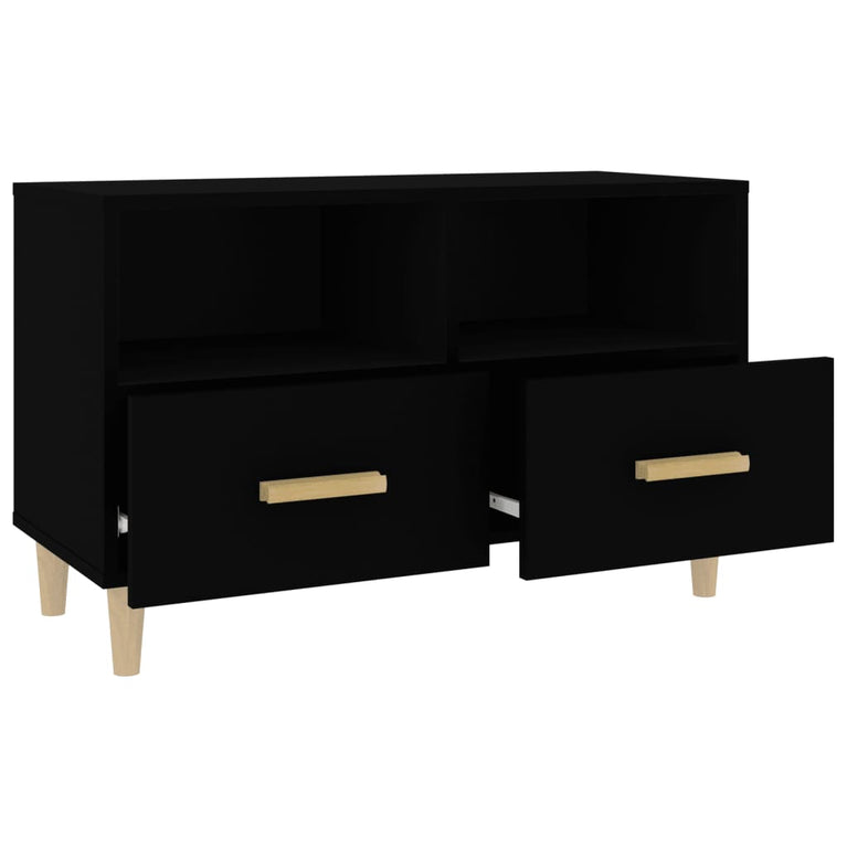 Tv-meubel 80x36x50 cm bewerkt hout zwart MeubelReus