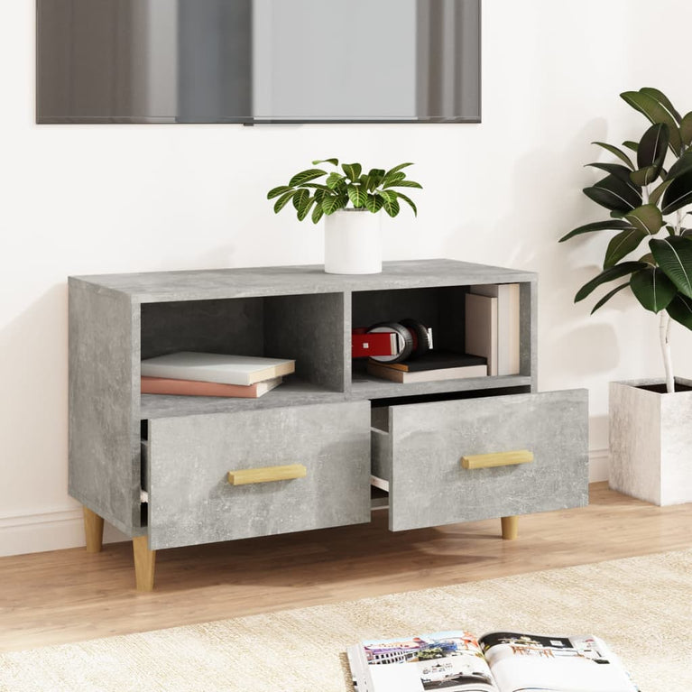 Tv-meubel 80x36x50 cm bewerkt hout betongrijs MeubelReus