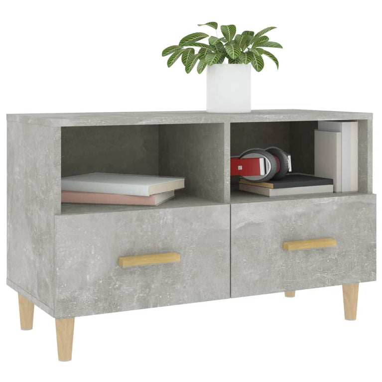 Tv-meubel 80x36x50 cm bewerkt hout betongrijs MeubelReus