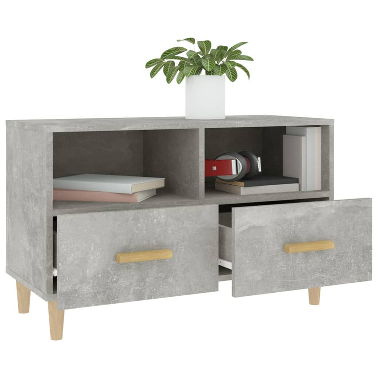 Tv-meubel 80x36x50 cm bewerkt hout betongrijs MeubelReus