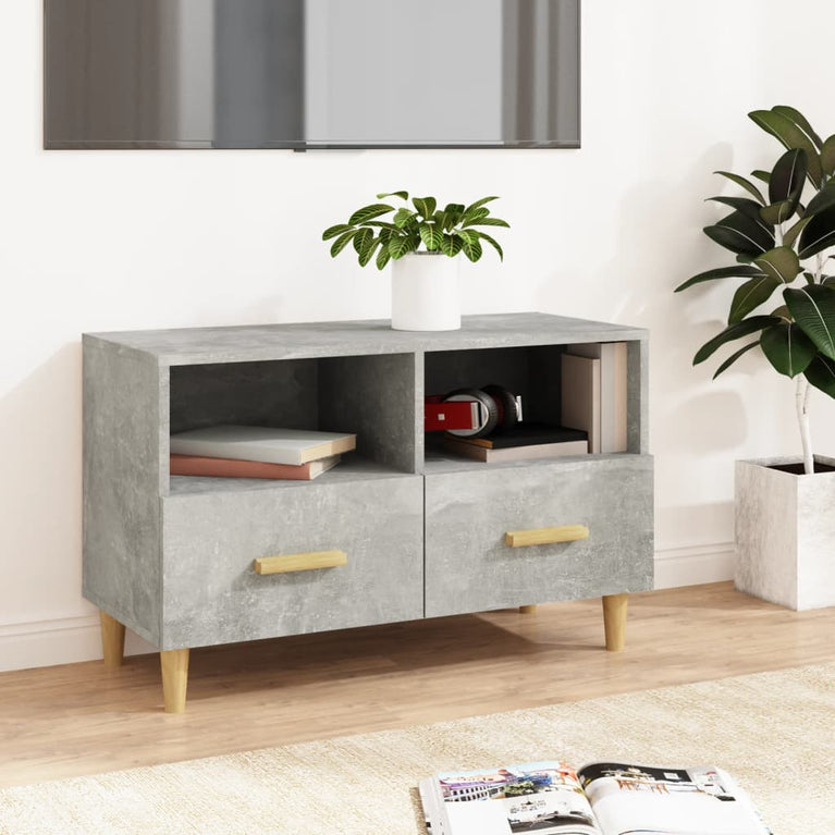 Tv-meubel 80x36x50 cm bewerkt hout betongrijs MeubelReus