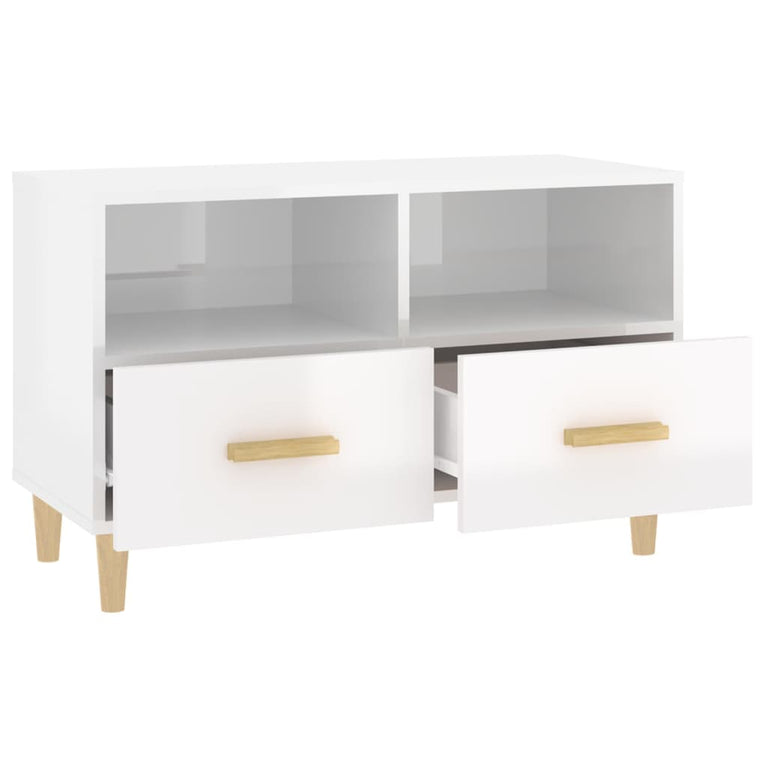 Tv-meubel 80x36x50 cm bewerkt hout hoogglans wit MeubelReus